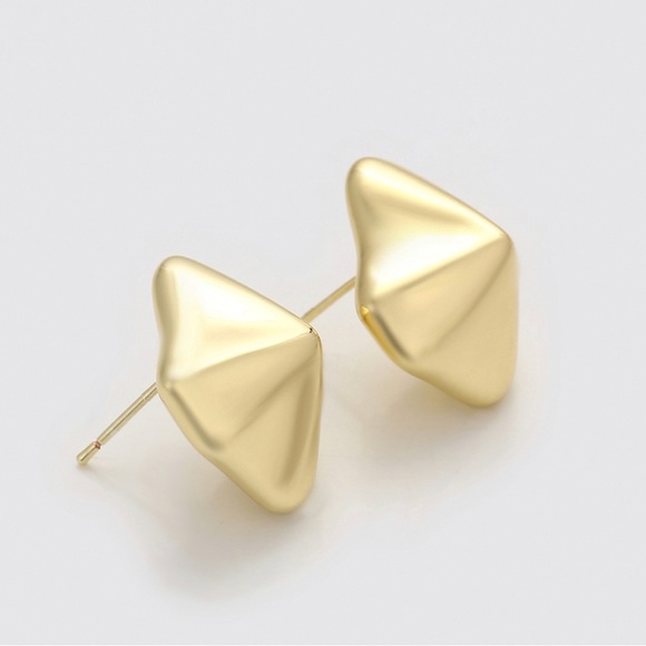 Zara Style Earrings Chunky Stud 14k Gold Plated Luxury Jewelry - Picture 4 of 9
